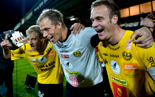 Patrik Rosengren, Mattias Asper och Marcus Ekenberg, firade