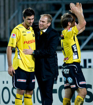 Denni Avdic, Magnus Haglund, tränare och Johan Karlsson,