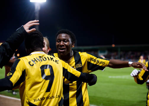 John Chibuike, Häcken, gör 1-0. Jubel Dominic Chatto