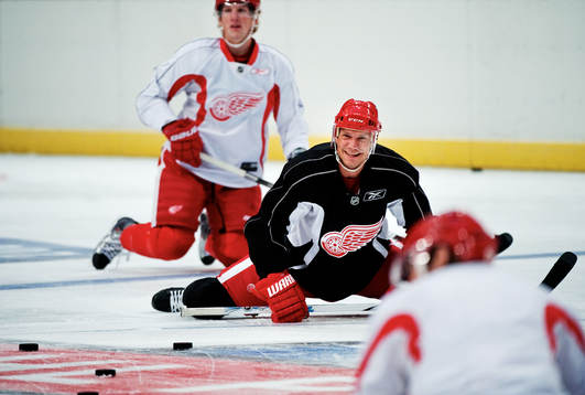 Nicklas Lidström stretchar, stretch