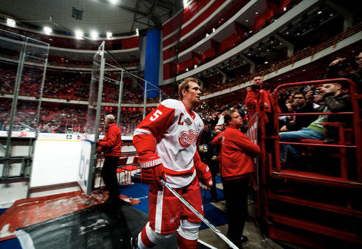 Nicklas Lidström, Detroit, lämnar uppvärmningen