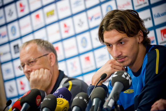 Lars Lagerbäck, förbundskapten och Zlatan Ibrahimovic