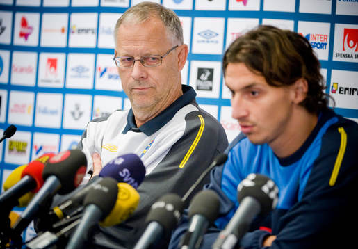 Lars Lagerbäck, förbundskapten och Zlatan Ibrahimovic