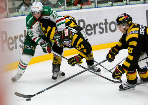 Jakob Johansson, Rögle, Tim Erixon och Brad Moran,