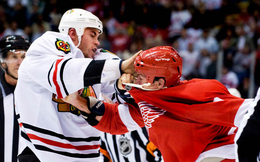 Radek Smolenak, Chicago Blackhawks, Brad May, Detroit Red
