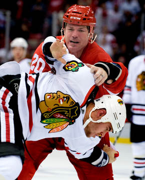 Radek Smolenak, Chicago Blackhawks, Brad May, Detroit Red