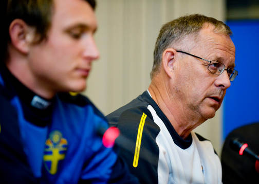 Kim Källström och Lars Lagerbäck, förbundskapten