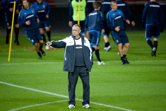 Sverige tränar på Parken. Lars Lagerbäck