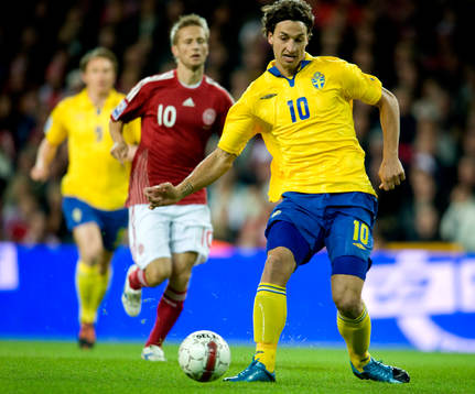 Zlatan Ibrahimovic Sverige och Martin Jörgensen, Danmark