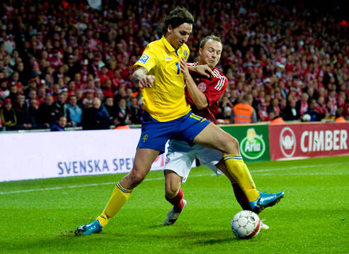 Zlatan Ibrahimovic, Sverige och Lars Jacobsen, Danmark