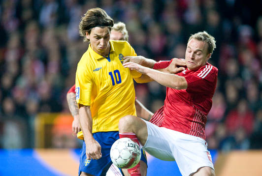 Zlatan Ibrahimovic, Sverige och Lars Jacobsen, Danmark