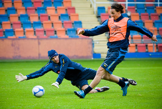 Andreas Isaksson, målvakt och Zlatan Ibrahimovic