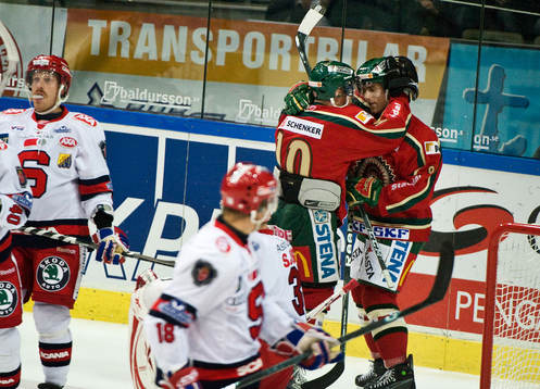 Tobias Viklund, Frölunda, gör 1-0. Jubel