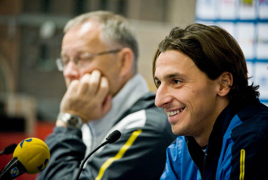 Lars Lagerbäck, förbundskapten och Zlatan Ibrahimovic