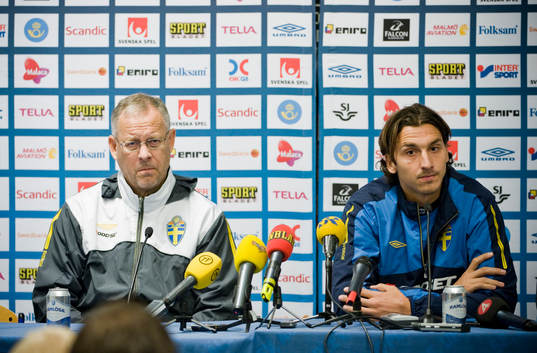 Lars Lagerbäck, förbundskapten och Zlatan Ibrahimovic