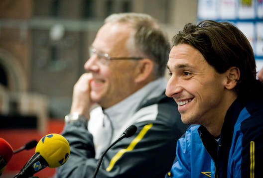 Lars Lagerbäck, förbundskapten och Zlatan Ibrahimovic