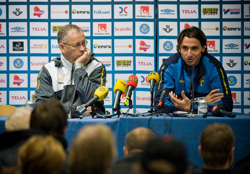Lars Lagerbäck, förbundskapten och Zlatan Ibrahimovic