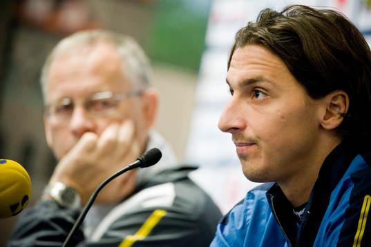 Lars Lagerbäck, förbundskapten och Zlatan Ibrahimovic