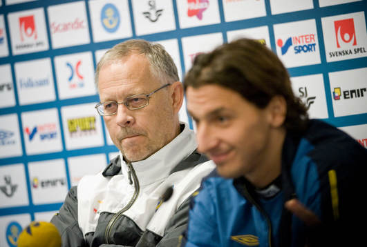 Lars Lagerbäck, förbundskapten och Zlatan Ibrahimovic