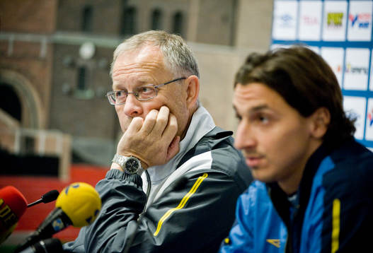 Lars Lagerbäck, förbundskapten och Zlatan Ibrahimovic