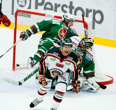 Jürgen Penker, målvakt, Rögle och Tom Kallio, Frölunda,