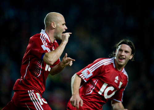 Thomas Olsson, Göteborg gjorde 1-0 till Göteborg. Jubel
