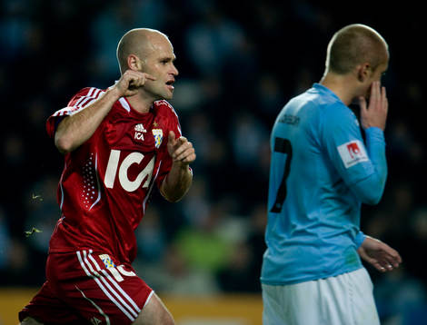 Thomas Olsson, Göteborg gjorde 1-0 till Göteborg. Jubel