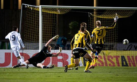 Hrvoje Milic, Djurgården, gör 1-0 bakom Christoffer