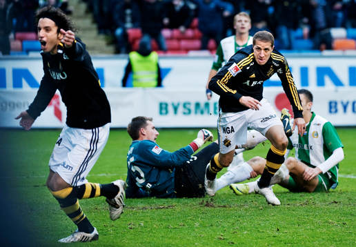 Jorge Ortiz och Kenny Pavey, AIK, jubel