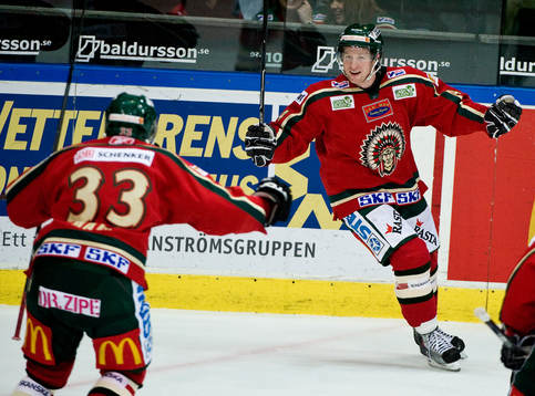 Martin Röymark, Frölunda, gör 3-2. Jubel Riku Hahl