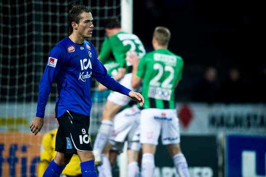 Emir Kujovic, Halmstad, depp, GAIS spelare jublar i