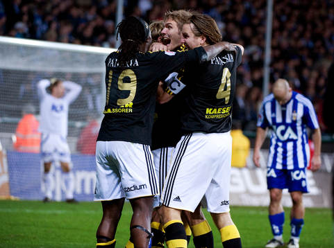 Daniel Tjernström, AIK, gör 2-1. Jubel. Depp Thomas