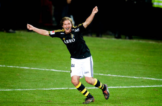 Daniel Tjernström, AIK jubel vid slutsignal. Svenska