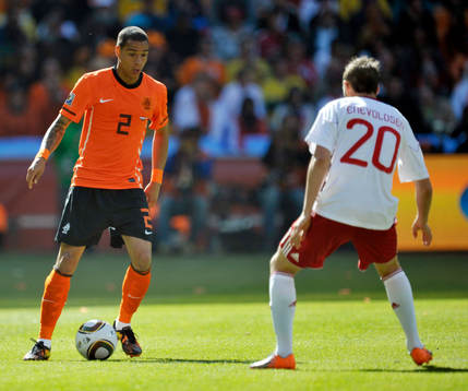 Gregory van der Wiel, Holland och och Thomas Enevoldsen,