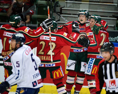 Joel Lundqvist, Frölunda, gjorde 1-1. Jubel