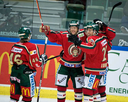 Tomi Kallio, Frölunda, gör 2-1. Jubel