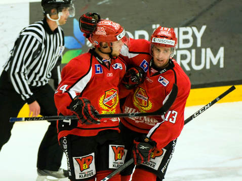 Almtunas målskyttar, Johan Andersson, (1-0) och Jimmie