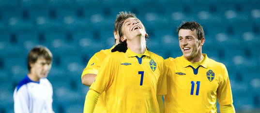 Albin Ekdal och Erton Fejzullahu, de svenska målskyttarna
