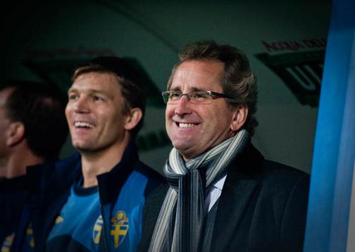 Marcus Allbäck, ass. förbundskapten och Erik Hamrén,