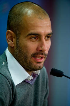 Pep Guardiola, tränare FC Barcelona, på presskonferens