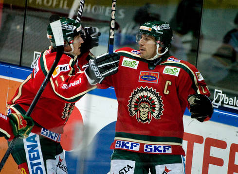 Joel Lundqvist, Frölunda, gör 1-1. Jubel Per-Johan