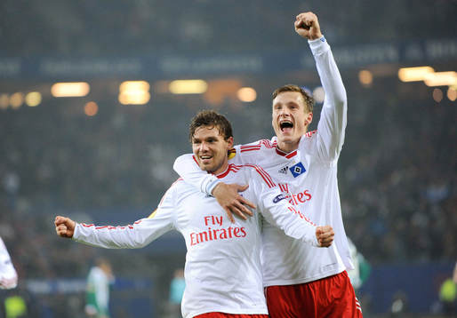 Marcus Berg och Marcell Jansen, Hamburg, glädje, jubel