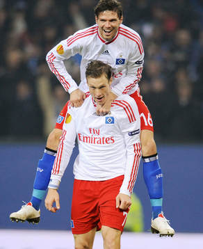 Marcus Berg och Marcell Jansen, Hamburg, glädje, jubel