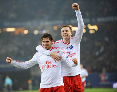 Marcus Berg och Marcell Jansen, Hamburg, glädje, jubel