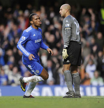 Didier Drogba, glädje, jubel över första målet för