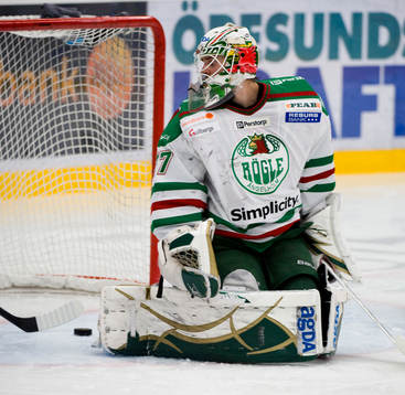Cristopher Nihlstorp, målvakt, Rögle, undrar var pucken