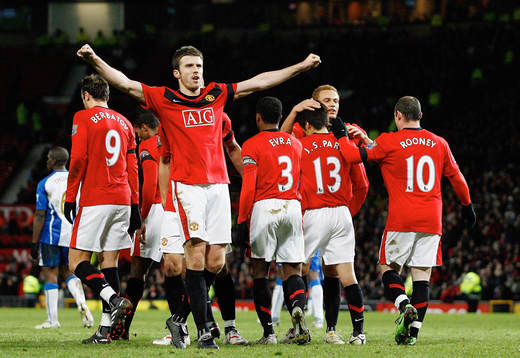 Michael Carrick, glädje, jubel över andra målet för