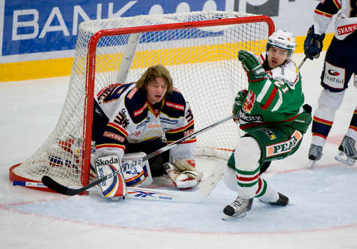 Johan Alcén Rögle och Stefan Ridderwall, målvakt