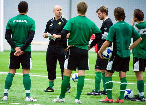 Michael Borgqvist, tränare, och Jesper Blomqvist,