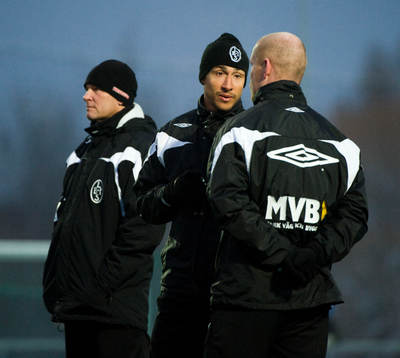 Henrik Larsson, tränare och Jörgen Pettersson, tränare